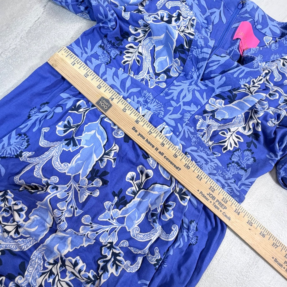 Lilly Pulitzer Wexlee Long Sleeve Maxi Dress Alba Baja Blue Cove Size 6 - Picture 6 of 9